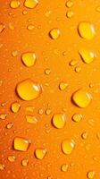 Waterdrop bubble splashing rounded on yellow blurred background photo