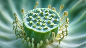 Lotus flower closeup detail blossoming with blurred background photo