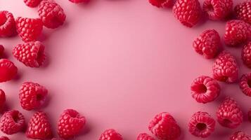 Raspberry fruit organic botanical harvesting copy space blank center circular arrangement photo