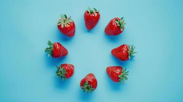 Strawberry fruit organic botanical harvesting copy space blank center circular arrangement photo