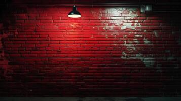 Brick red pastel wall pattern block stone with light arrangement rustic dark background photo