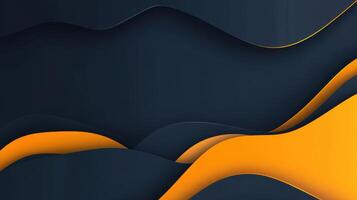 Abstract background with orange and black waves photo