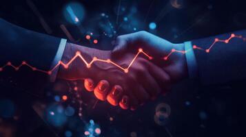 Businessman handshake with graph line on background photo