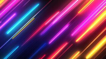 Colorful neon lines on a black background photo