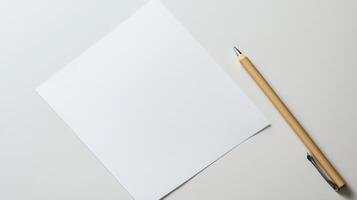 blanco papel con lápiz en blanco antecedentes foto
