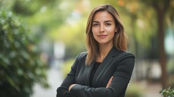 A beautiful young woman in a business suit photo