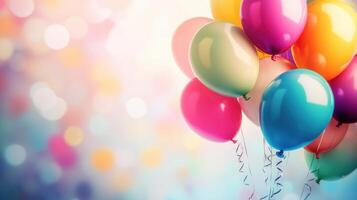 Colorful balloons on a bokeh background photo
