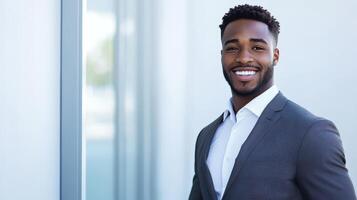 A smiling black man in a suit photo
