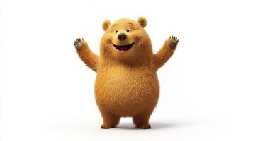 A cartoon bear is standing with its arms up photo