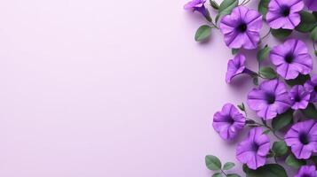 Purple flowers on a pink background photo