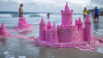 Pink castle on the beach photo