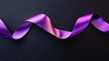 Purple ribbon on black background 3d render photo