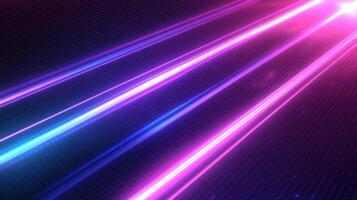 A pink and blue neon light line on a black background photo
