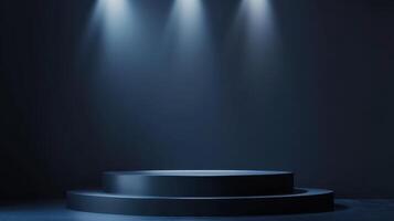 An empty podium with spotlight lights photo