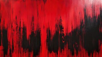 A painting of red and black paint on a canvas photo