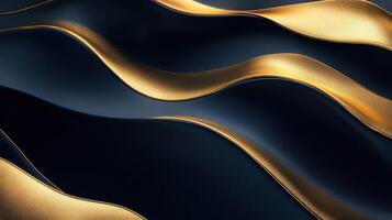 Golden waves on black background photo