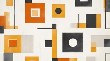 An abstract painting with squares and circles photo