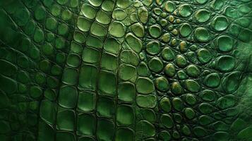 A close up of a green snake skin photo