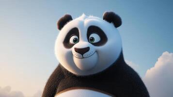 A panda bear with a big smile on his face photo