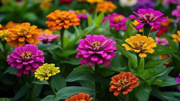 A bunch of colorful flowers in a field photo