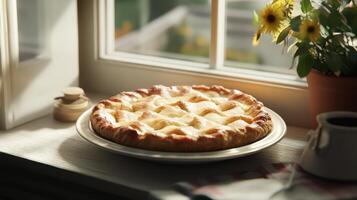 A pie on a plate photo