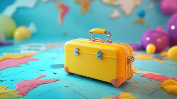 A suitcase is sitting on top of a map photo
