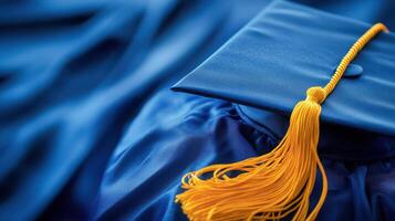 A graduation cap with a yellow tassel on it photo