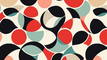 A colorful abstract pattern with black, red, and white circles photo