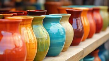 A row of colorful vases photo