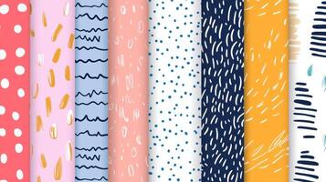 Hand drawn seamless patterns set photo
