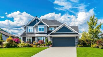 A nice house with a driveway and a garage photo