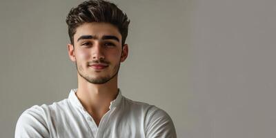 A man with a white shirt and a beard photo