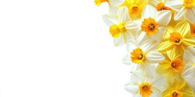 A vase full of yellow and white daffodils photo