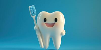 A tooth with a toothbrush and toothpaste photo