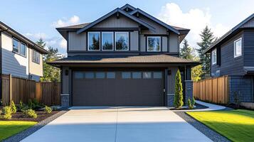 A house with a garage and a driveway photo