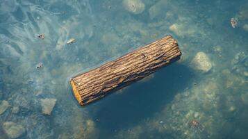 A log floating in the water photo