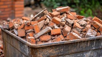 A large container filled with bricks photo