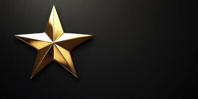 Golden star on black background 3d render photo