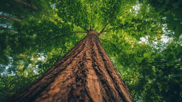 A view up at the top of a tall tree photo