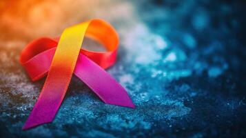 A pink and orange ribbon on a dark background photo