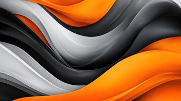 An abstract background with orange, black and white waves photo