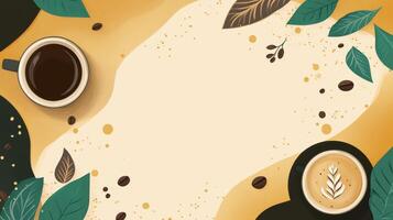 Coffee and leaves background with copy space photo