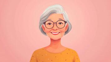 An old woman with glasses and a smile photo