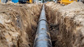 A pipe is being dug into the ground photo