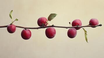Plums on a branch photo