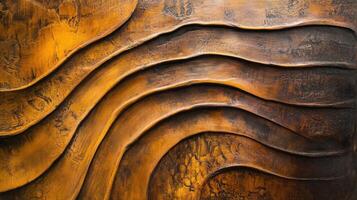 A close up of a wooden sculpture with wavy lines photo