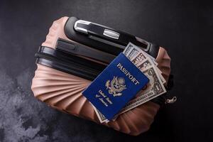 International passport of a USA citizen on a suitcase photo