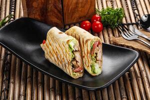 Chicken doner wrap with meat photo