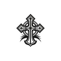 A cross with a sword in the middle vector