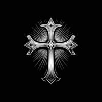 A cross on a black background with a white outline vector